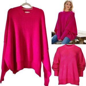 Newbury Kustom Fuchsia Crew Neck Oversized Sweater Size Large Women’s